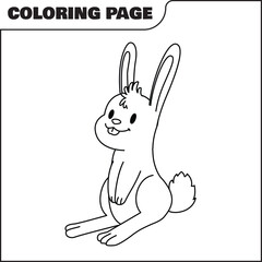 coloring page cute rabbit vector illustration, animal coloring page