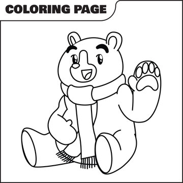 coloring page cute bear vector illustration, animal coloring page