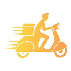 Riding a scooter delivery logo.  delivery logo vector template on white background