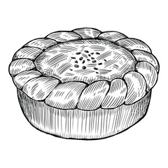 Hand-drawn steak pepper pie illustration - obrazy, fototapety, plakaty