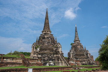 Obraz premium The Thai Temple Wat Phra Si Sanphet at the historical Park of Ayutthaya in Thailand Asia