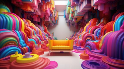 Abstract 3d render, A Journey Through Mesmerizing 3D Abstract Creations, With vibrant colors and beautiful backgrounds, Generative AI