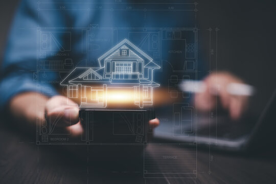 concept technology modern real estate investment Innovative buildings and artificial engineering are represented by future construction design.
