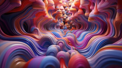 Abstract 3d render, A Journey Through Mesmerizing 3D Abstract Creations, With vibrant colors and beautiful backgrounds, Generative AI