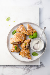 Homemade scones with sugar glaze