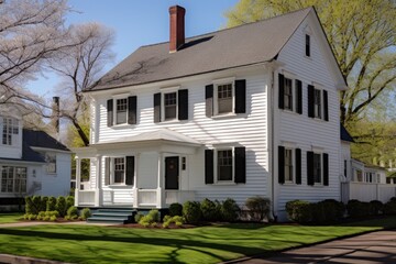 Fototapeta premium white shingles of a colonial revival home