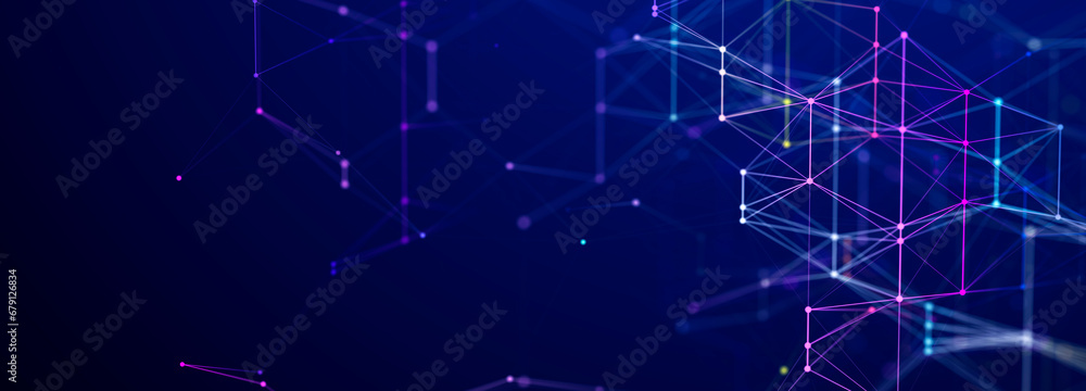 Aufkleber abstract illustration with connected dots and lines. digital network background. the concept of scie