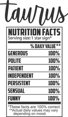 Taurus - Funny Zodiac Nutrition Facts