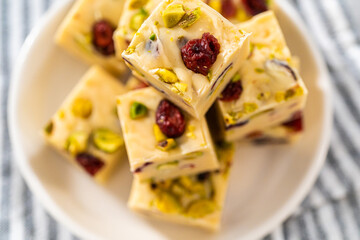 Cranberry pistachio fudge