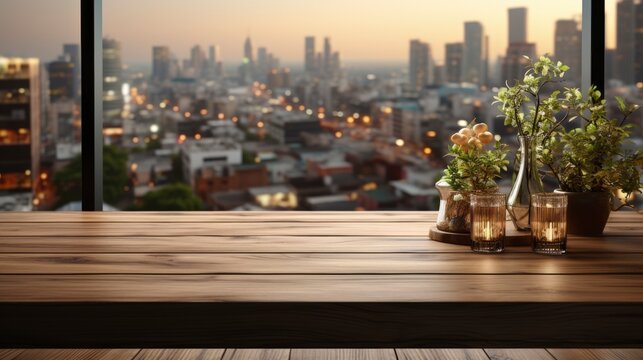 Wood Table Top On Blur Window, HD, Background Wallpaper, Desktop Wallpaper