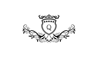 illustration of a skull with a crown logo q