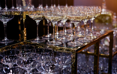  glasses of champagne on glass table
