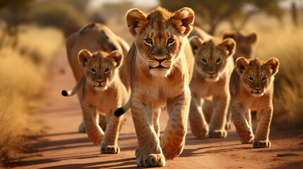 A bunch of lion cubs