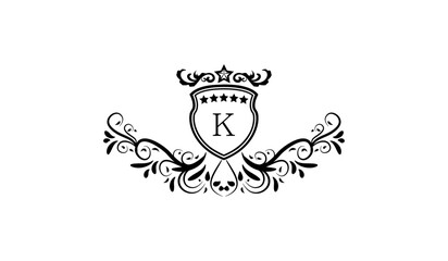 illustration of a skull with a crown logo k