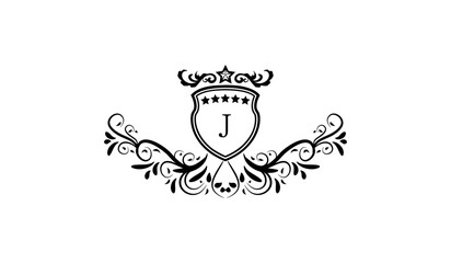 illustration of a skull with a crown logo j