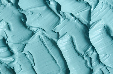 Blue bentonite facial clay (alginate mask, face cream, body wrap) texture close up, selective...
