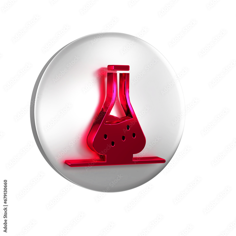 Poster red decanter for wine icon isolated on transparent background. silver circle button.