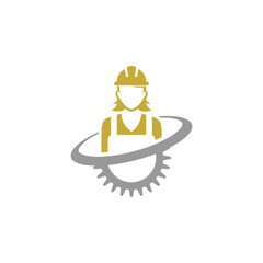 Woman construction logo icon isolated on transparent background