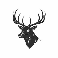 North American Elk, Black and White Vector Illustration