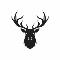 North American Elk, Black and White Vector Illustration