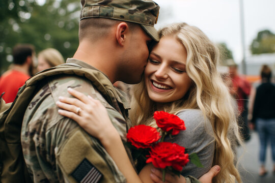 Homebound Joy: Emotional and Happy Military Homecoming Moment