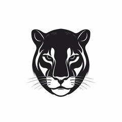 North American Mountain Lion, Black and White Vector Illustration