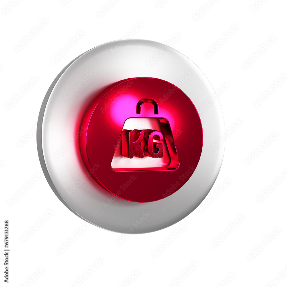 Poster red weight icon isolated on transparent background. kilogram weight block for weight lifting and sca