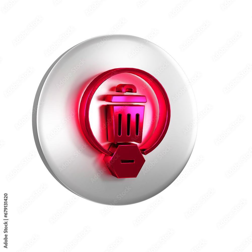 Poster red trash can icon isolated on transparent background. garbage bin sign. recycle basket icon. office