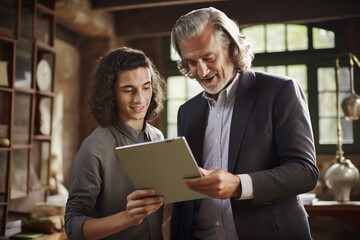 Interactive Learning: Teacher Uses Tablet to Connect with Student