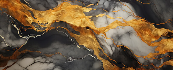 abstract black marble background with golden veins Japanese kintsugi technique fake painted artificial stone texture marbled surface digital marbling, background, illustration