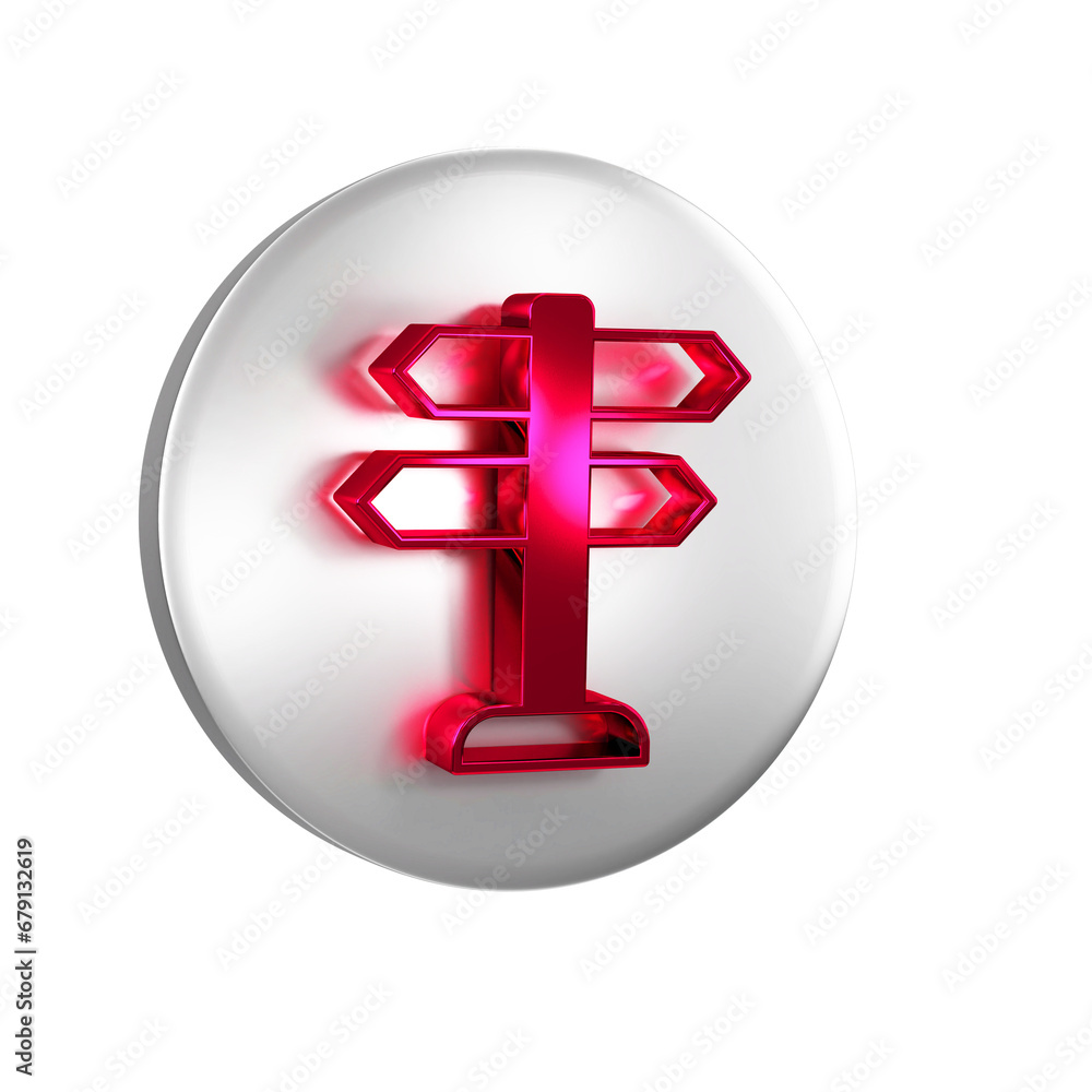 Poster red road traffic sign. signpost icon isolated on transparent background. pointer symbol. isolated st