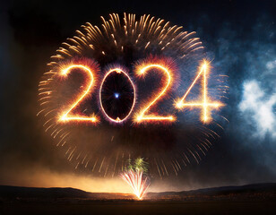 2024 sign new year's eve firework