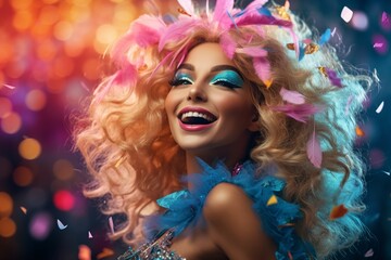 Obraz premium Carnival Queen: A Portrait of Festive Splendor