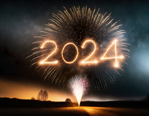 2024 sign new year's eve firework
