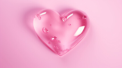 Pink liquid transparent heart. 