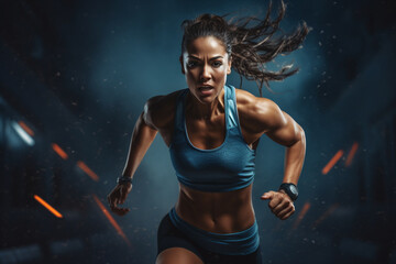 Studio Power Session: Sportswoman Engages in Running and Strength Training