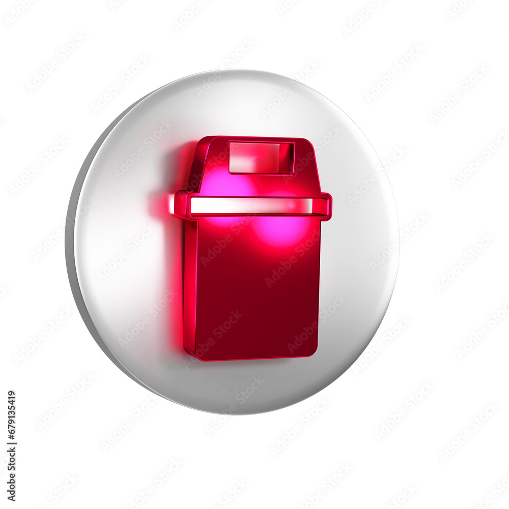 Poster red trash can icon isolated on transparent background. garbage bin sign. recycle basket icon. office