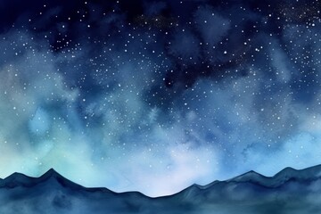 Hand painted detailed watercolour night sky background. Generative AI - obrazy, fototapety, plakaty