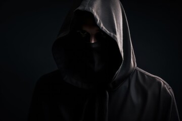 Fototapeta na wymiar Person in a black hood. Generative AI