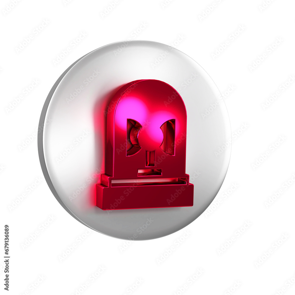 Poster red flasher siren icon isolated on transparent background. emergency flashing siren. silver circle b