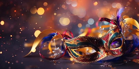 Rollo Venetian Mask at Carnival Party with Bokeh Lights and Streamers © Kristian