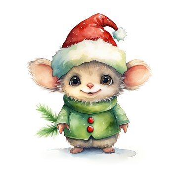 cute christmas elf mascote in a green costume