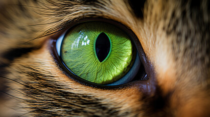 A close up photograph of a cat eye - Powered by Adobe
