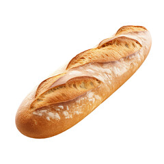 Single french loaf bread isolated on white or transparent background, png
