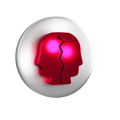 Red Bipolar disorder icon isolated on transparent background. Silver circle button.