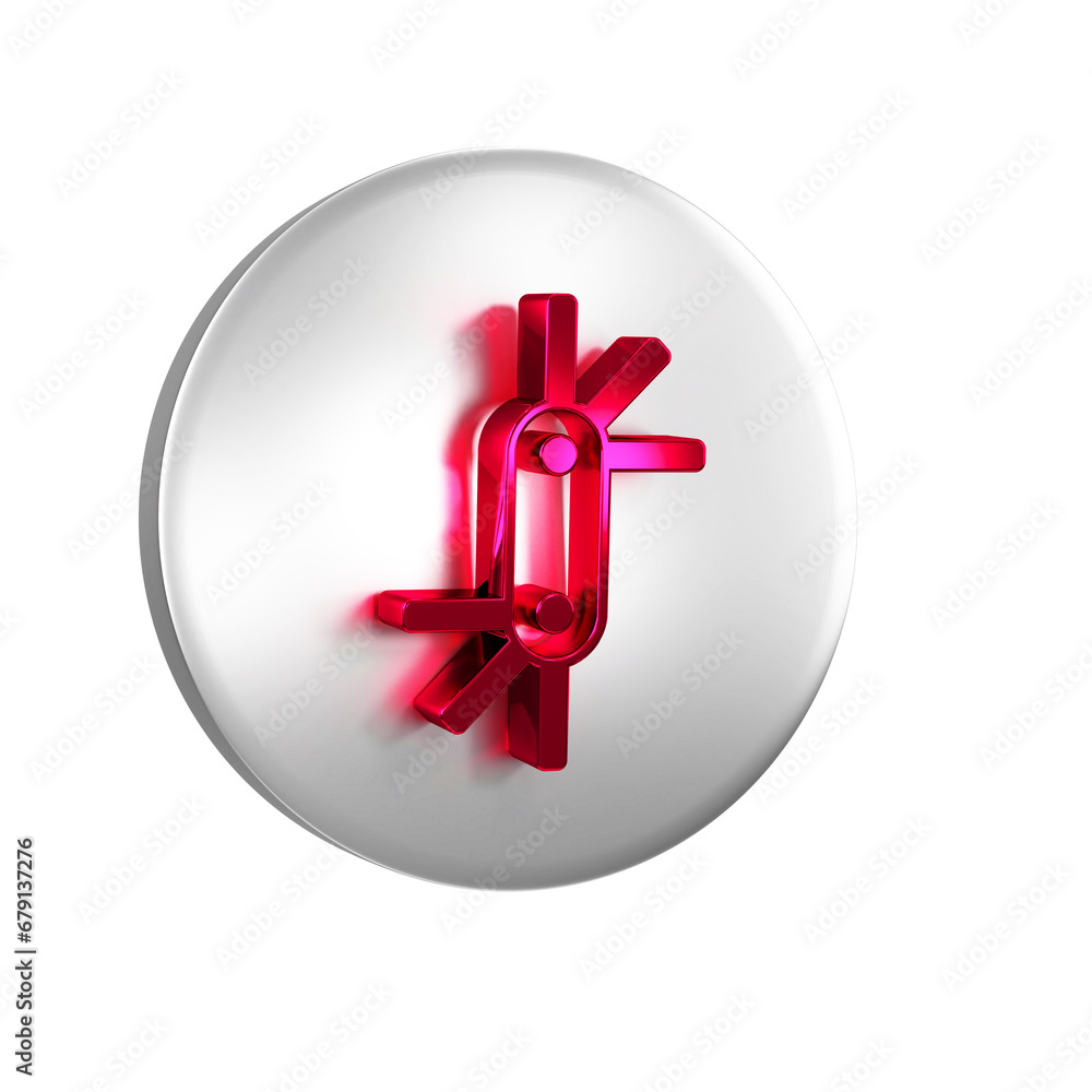 Poster red tool allen keys icon isolated on transparent background. silver circle button.