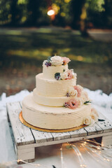 wedding cake with flowers