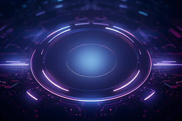Circle hitech technology illustration background, Techno circle with glow template. Cyber button with blue set and highlights virtual futuristic frame design interface
