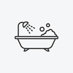 vector illustration of bathtub icon on grey background for graphic, website, ui ux and mobile design. vector illustration