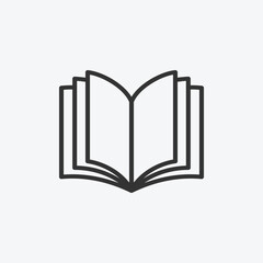 vector illustration of book icon on grey background for graphic, website, ui ux and mobile design. vector illustration